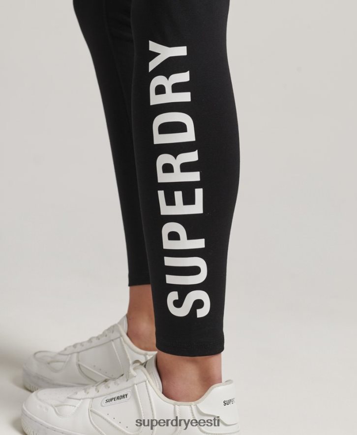 Superdry naised elastsed logoga graafilised retuusid B2LT46661 Riietus must