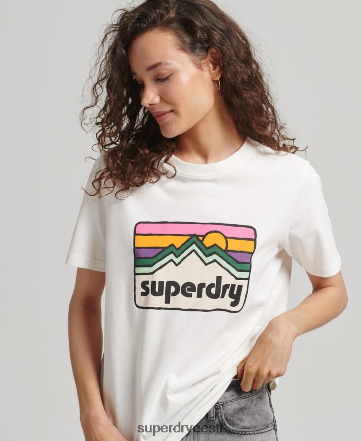 Superdry naised 90ndate maastikugraafika T-särk B2LT46276 Riietus valge