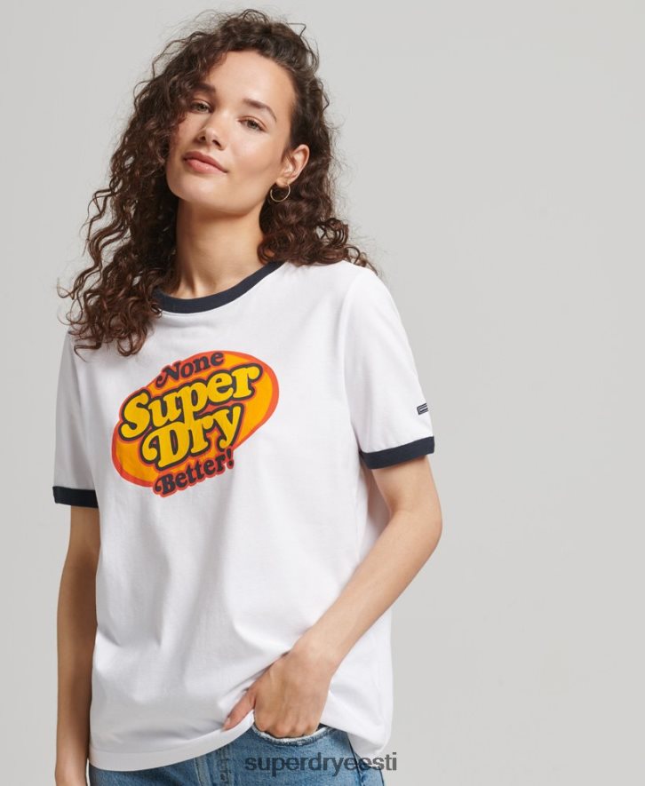 Superdry naised cooper nostalgia t-särk B2LT46309 Riietus valge