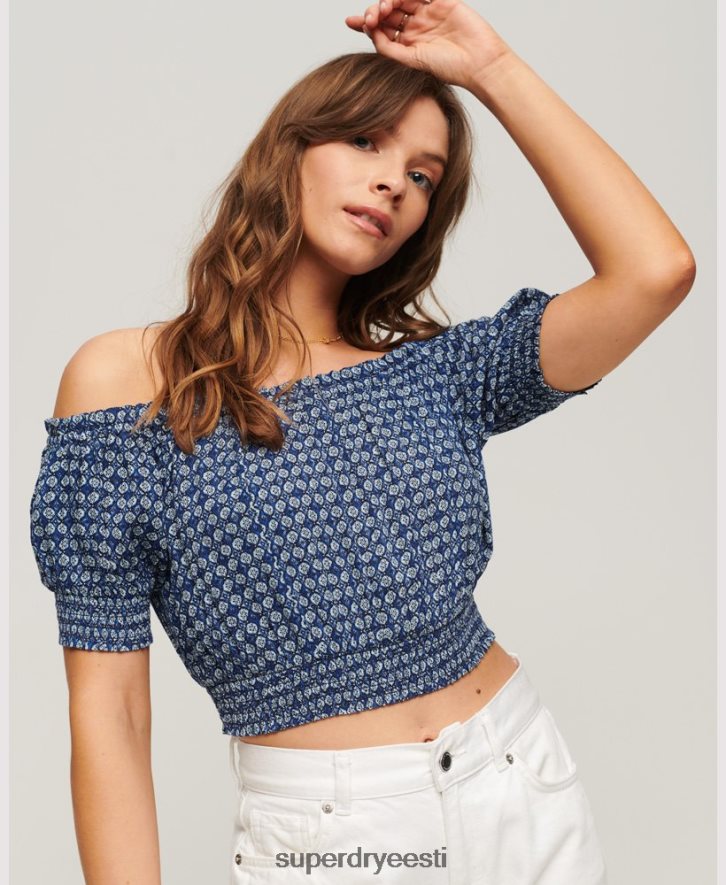 Superdry naised lühikeste varrukatega crop top B2LT42023 Riietus sinine