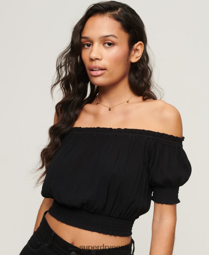 Superdry naised lühikeste varrukatega crop top B2LT42870 Riietus must