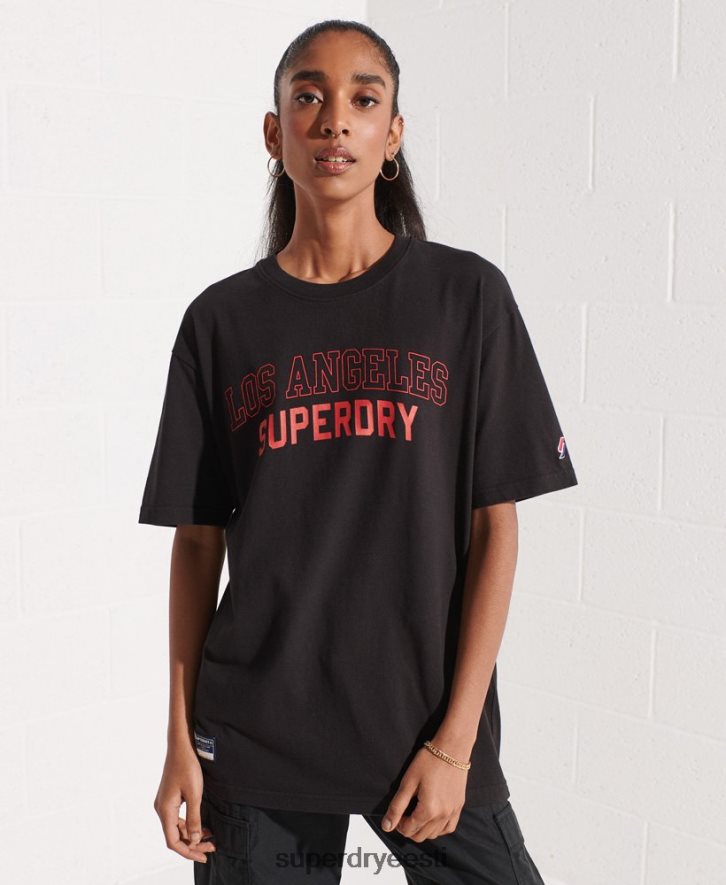 Superdry naised linnakolledži t-särk B2LT46741 Riietus must