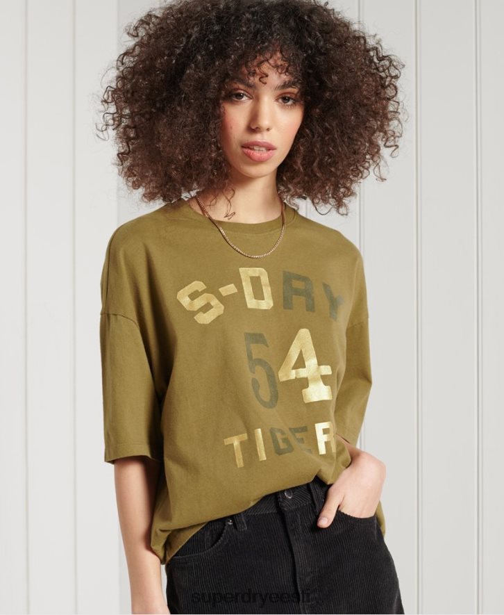 Superdry naised sõjaline narratiiv boxy tee B2LT42802 Riietus roheline