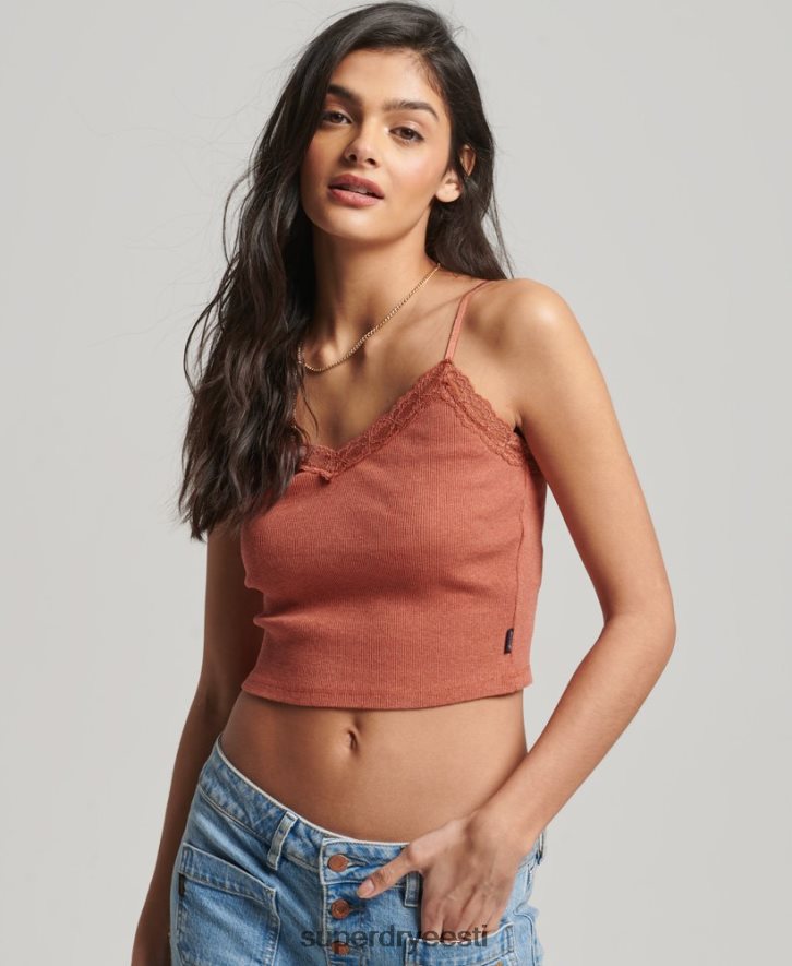 Superdry naised ribipitsiga trimmitud cami top B2LT41968 Riietus oranž