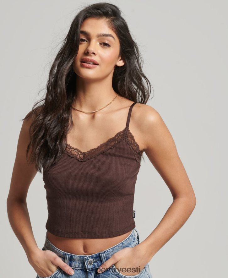 Superdry naised ribipitsiga trimmitud cami top B2LT42326 Riietus pruun