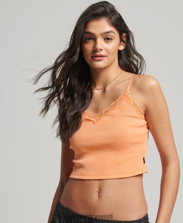 Superdry naised ribipitsiga trimmitud cami top B2LT42329 Riietus oranž