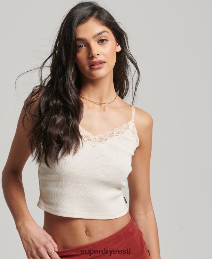 Superdry naised ribipitsiga trimmitud cami top B2LT42340 Riietus beež