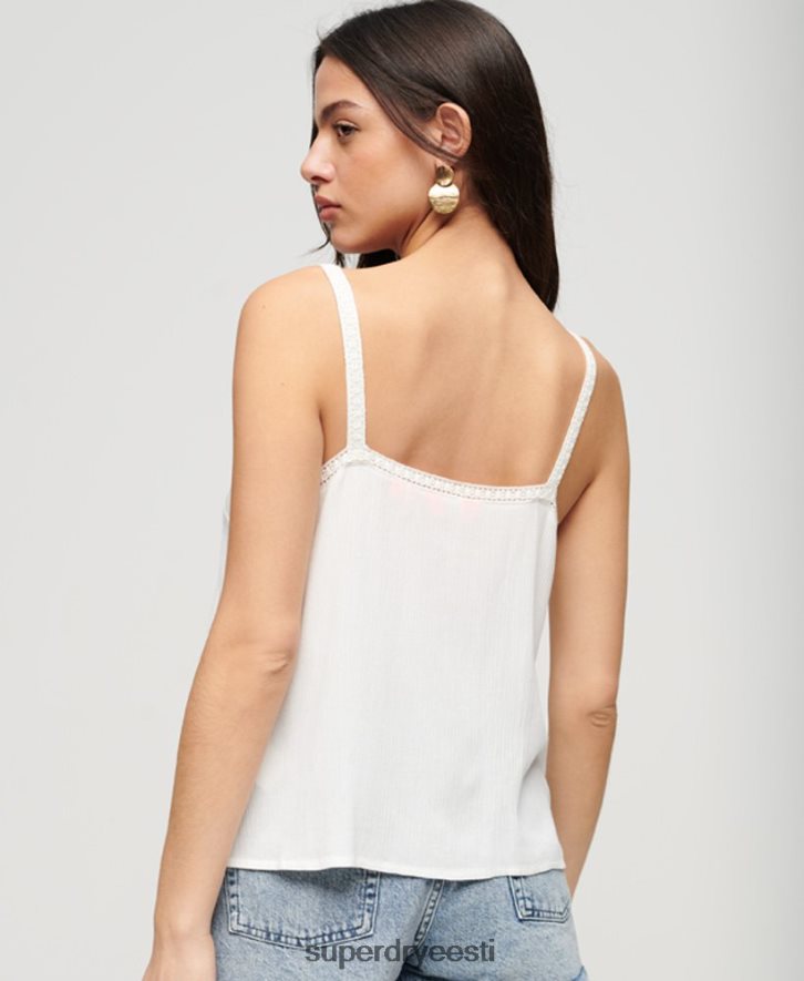 Superdry naised tikitud cami top B2LT42057 Riietus valge