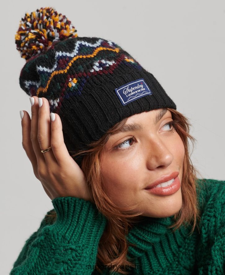 Superdry naised fairisle nokamüts B2LT46737 tarvikud must